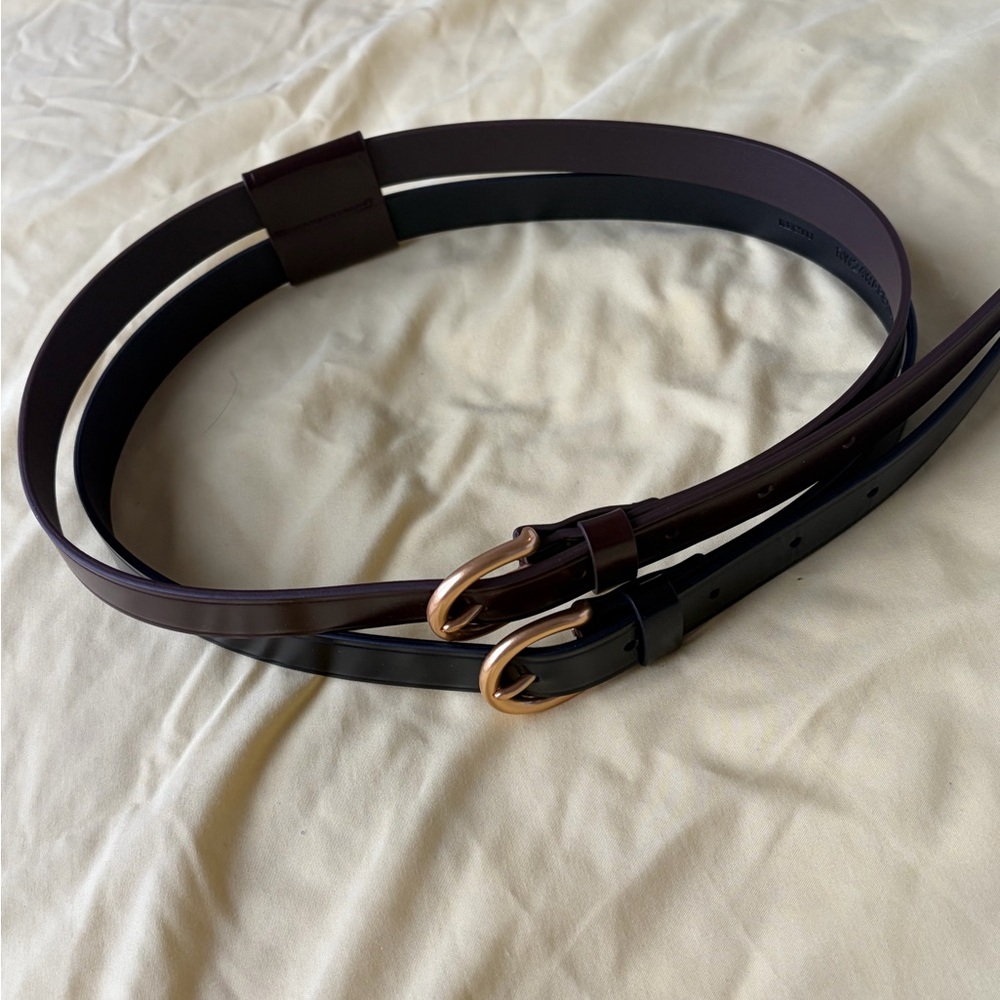 RECTO Black & Brown Double Layers Buckle Belt